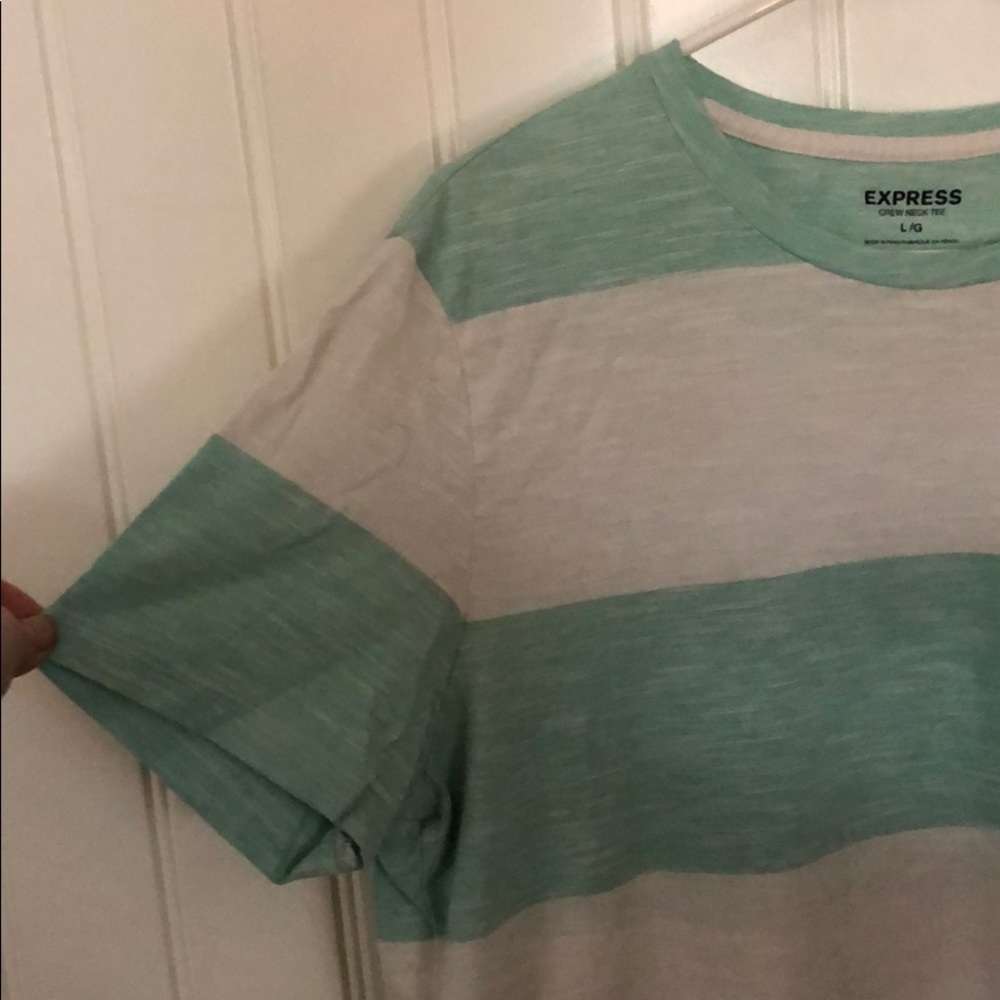 Teal and white striped T-shirt